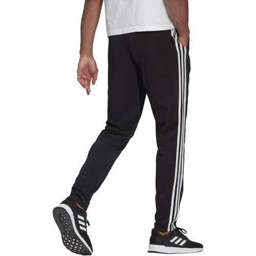 아디다스 adidas mens Essentials Single Jersey Tapered Open Hem 3-stripes Pants