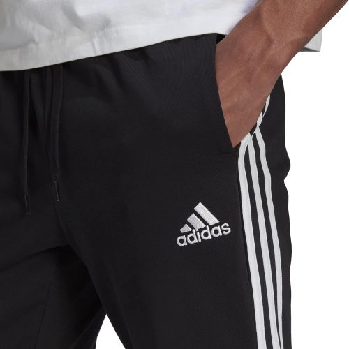 아디다스 adidas mens Essentials Single Jersey Tapered Open Hem 3-stripes Pants