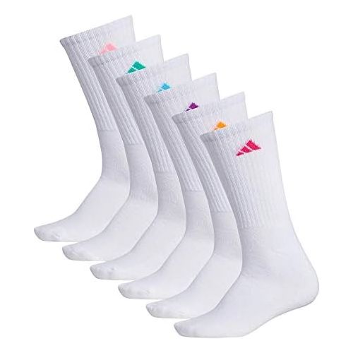 아디다스 adidas Womens Athletic Cushioned Crew Socks With Arch Compression (6-Pair)