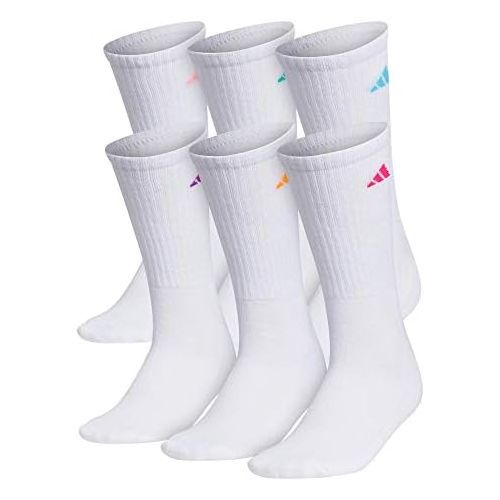 아디다스 adidas Womens Athletic Cushioned Crew Socks With Arch Compression (6-Pair)