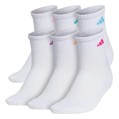 아디다스 adidas womens Athletic Cushioned Quarter Socks With Arch Compression (6-pair)