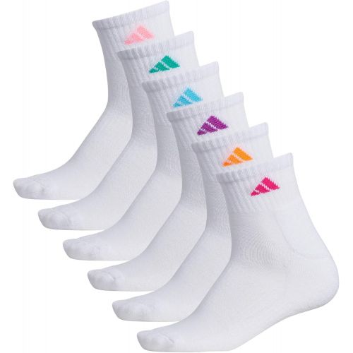 아디다스 adidas womens Athletic Cushioned Quarter Socks With Arch Compression (6-pair)