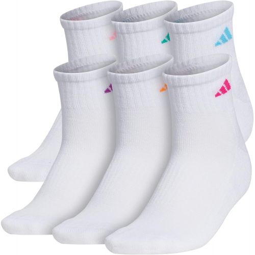 아디다스 adidas womens Athletic Cushioned Quarter Socks With Arch Compression (6-pair)