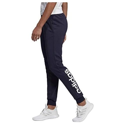 아디다스 adidas Womens Essentials Slim Fit Full Length Linear Training Joggers Sweatpants