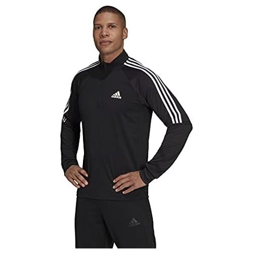 아디다스 adidas Mens Aeroready Sereno Cut 3-Stripes Slim 1/4-zip Training Top