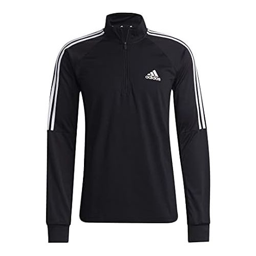 아디다스 adidas Mens Aeroready Sereno Cut 3-Stripes Slim 1/4-zip Training Top