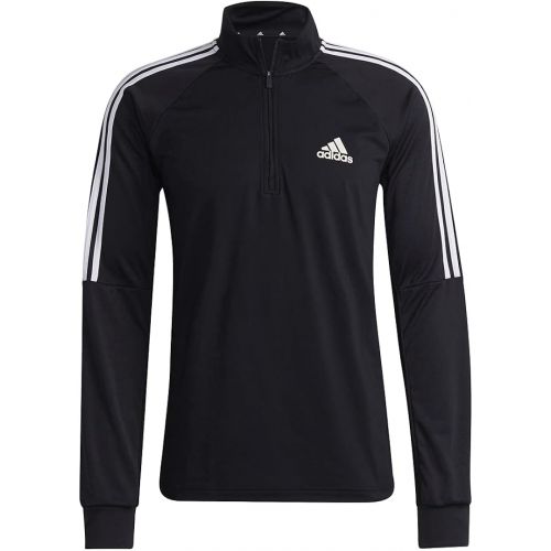 아디다스 adidas Mens Aeroready Sereno Cut 3-Stripes Slim 1/4-zip Training Top