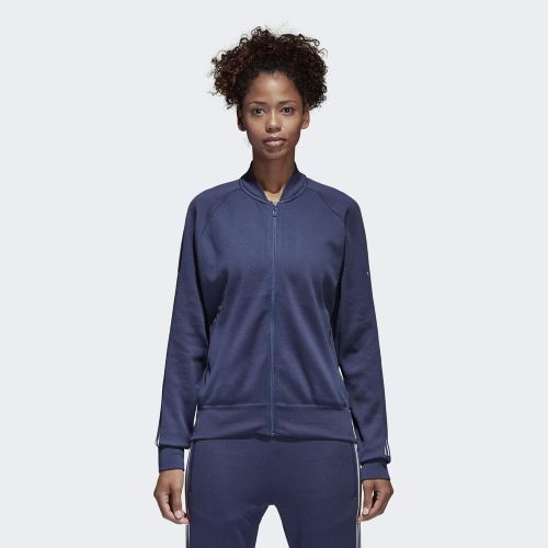 아디다스 adidas Womens ID Knit Bomber Jacket Noble Indigo Size XL