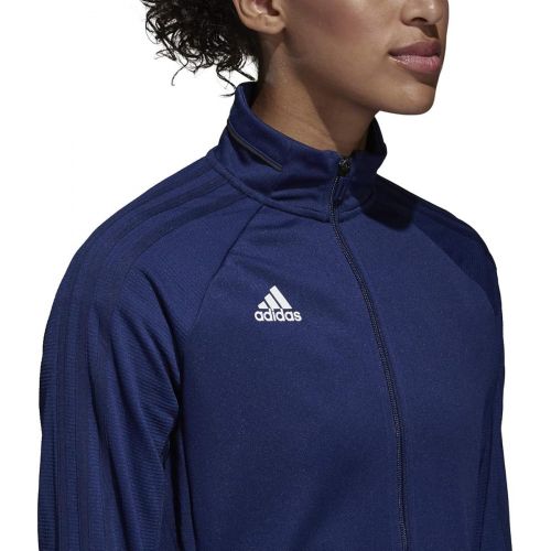 아디다스 adidas Womens Alphaskin Tiro Training Jacket (Dark Blue/Dark Grey/White, Large)