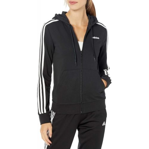 아디다스 adidas Womens Essentials 3-stripes Full-zip Fleece Hooded Sweatshirt