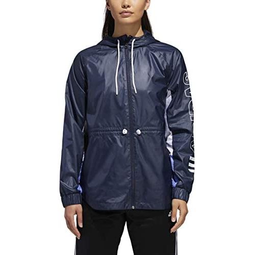 아디다스 adidas Womens Outline Workout Outdoor Full Zip Windbreaker Jacket with Adjustable Hood