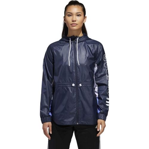 아디다스 adidas Womens Outline Workout Outdoor Full Zip Windbreaker Jacket with Adjustable Hood