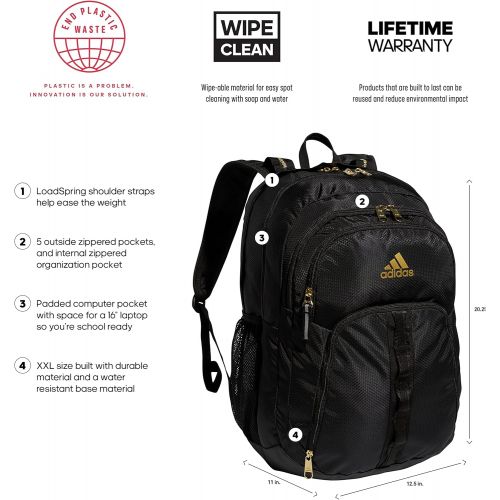 아디다스 adidas Prime 6 Backpack, Black/Gold Metallic, One Size