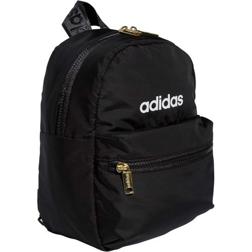 아디다스 adidas Womens Linear Mini Backpack Small Travel Bag, Black/Gold Metallic, One Size