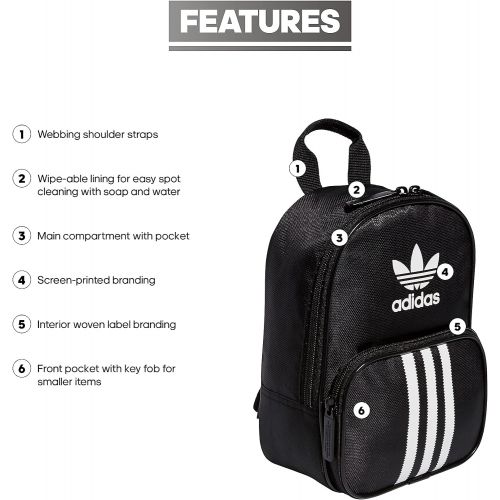 아디다스 adidas Originals Womens Santiago Mini Backpack, Black, One Size