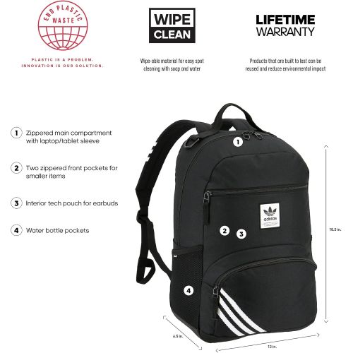 아디다스 adidas Originals National 2.0 Backpack, Black/White, One Size