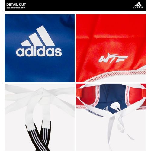 아디다스 Adidas Taekwondo Chest Guard Reversible Hogu Body Protector Chest Protector WTF Approved XS to XL (2. S(140cm-160cm or 47-53))