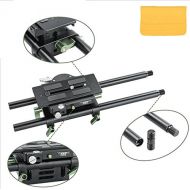 Gowe GOWE Adjustable Bridge Plate Baseplate for 15mm Rail Rig + Pair 300mm Rod for DSLR Follow Focus Video Camera