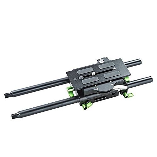  Gowe GOWE Adjustable Bridge Plate Baseplate for 15mm Rail Rig + Pair 300mm Rod for DSLR Follow Focus Video Camera