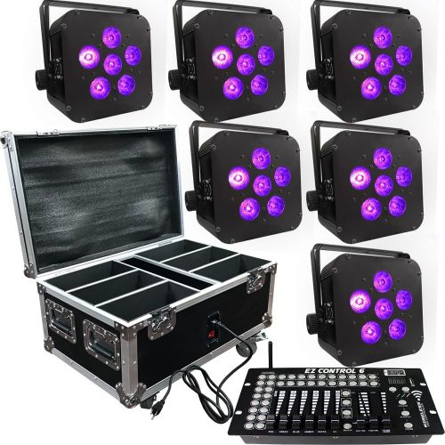  Adkins Profesional Lighting Wedding Up Lighting - 6 LED Battery Powered Wireless Lights wCase & Easy Controlle - 16 Hour - Adkins Professional Lighting - UpPak6_6x6-B-C