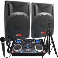 Adkins Professional Audio 2000 Watts! - Complete DJ System - Everything you need to DJ - 12 Powered Speakers - Connect your Laptop, iPod via Bluetooth or play CDs!