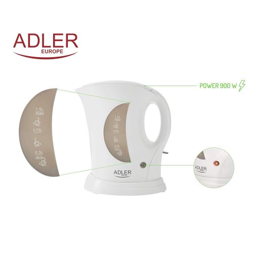  Adler AD 03 Wasserkocher 1 L, weiss