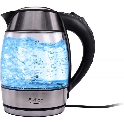  Adler AD 1246 Wasserkocher 1,8 L, schwarz/silber/transparent