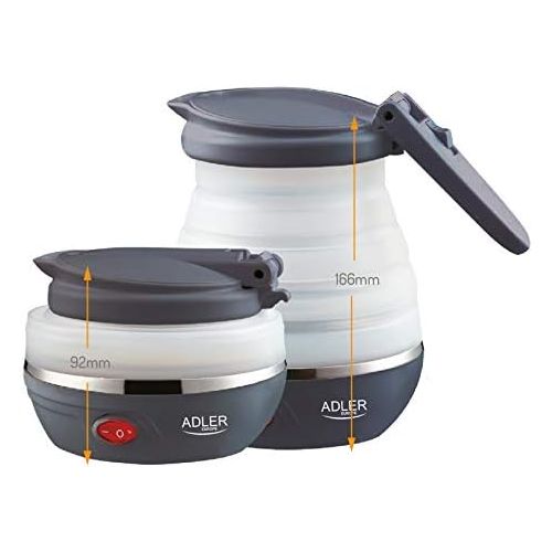  Adler AD1279 Elektrischer Wasserkocher, faltbar, 0,6Liter, 750W, BPA-frei, Silikon