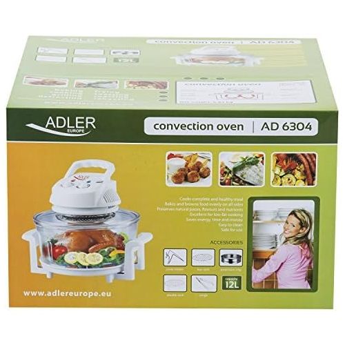  Adler HKK00210 Heissluftofen, Kunststoff, 12 liters, weiss/transparent