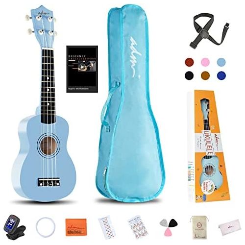  [아마존베스트]ADM Beginner Ukulele 21 Inch Soprano Kids Starter Pack Bundle with Gig Bagand Strap, Black