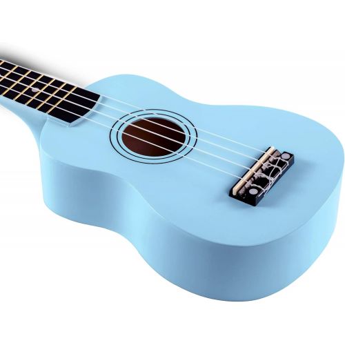  [아마존베스트]ADM Beginner Ukulele 21 Inch Soprano Kids Starter Pack Bundle with Gig Bagand Strap, Black