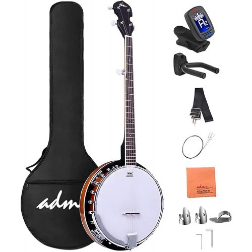  [아마존베스트]ADM 5-String Banjo 24 Bracket with Closed Solid Wood Back and Geared 5th Tuner, Banjoe Beginner Kit with Gift Package 1