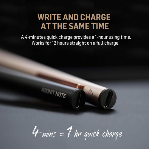  [아마존핫딜][아마존 핫딜] Adonit Note (Black) Natural Palm Rejection Stylus & High Accuracy Pen, 12 Hrs Use, Compatible with iOS 12. 2 or Newer iPad Air 3rd gen, iPad Mini 5th, iPad 6th and iPad Pro 3rd gen