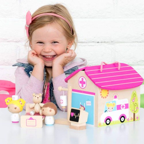 아도라 베이비 Adora Classic Wooden Toy Owie Hospital 11 Pieces Educational Toys Playset with Hospital Items for Toddlers 3+