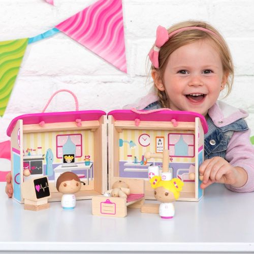 아도라 베이비 Adora Classic Wooden Toy Owie Hospital 11 Pieces Educational Toys Playset with Hospital Items for Toddlers 3+