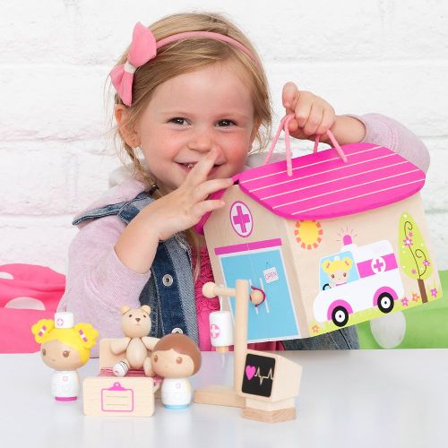 아도라 베이비 Adora Classic Wooden Toy Owie Hospital 11 Pieces Educational Toys Playset with Hospital Items for Toddlers 3+