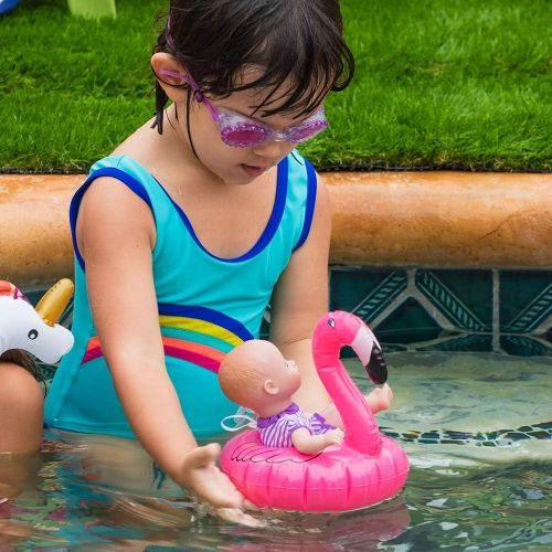 아도라 베이비 Adora Water Baby Doll, SplashTime Baby Tot Fun Flamingo 8.5 inch Doll for Bathtub/Shower/Swimming Pool Time Play, Pink