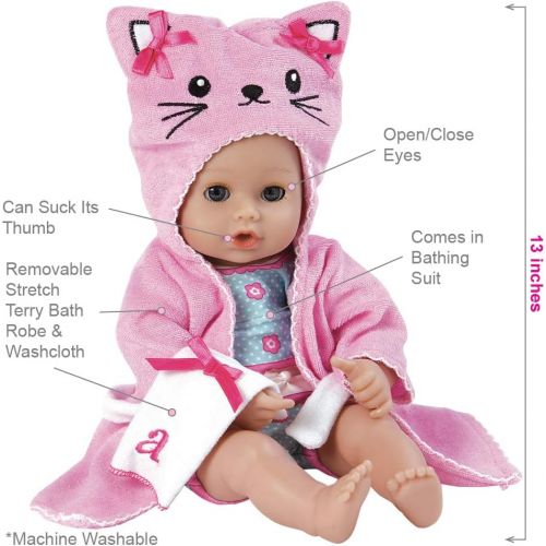 아도라 베이비 Adora BathTime Baby Kitty - 13 Inch Baby Doll For Water Play. Quick Dry & Machine Washable. Perfect Bath Toys for 1 Year Old and Over