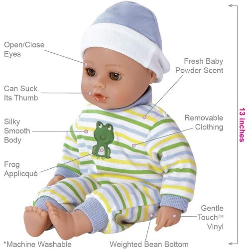 아도라 베이비 Adora PlayTime Baby Boy Doll, Little Prince, Washable Toy Doll with Soft Weighted Body and Eyes that Open and Close, Comes with Bottle, 13-inches (Ages 1+)