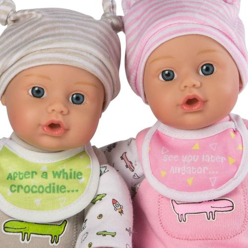 아도라 베이비 Adora Baby Later Alligator Twins Gift Set 11 inch Soft Dolls, 17 Pieces, for Toddlers Age 1+