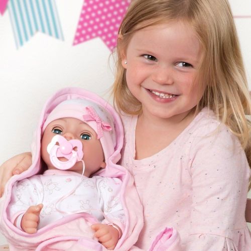 아도라 베이비 Adora Adoption Baby Hope 16 Inch Vinyl Girl Newborn Weighted Soft Cuddle Body Baby Doll Toy Gift Set with Open Close Blue Eyes for 3 Year old kids and up