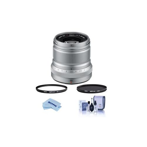  Adorama Fujifilm XF 50mm (76mm)F/2 WR Lens Silver W/Hoya 46mm HMC UV / CPL Filter 16536623 F