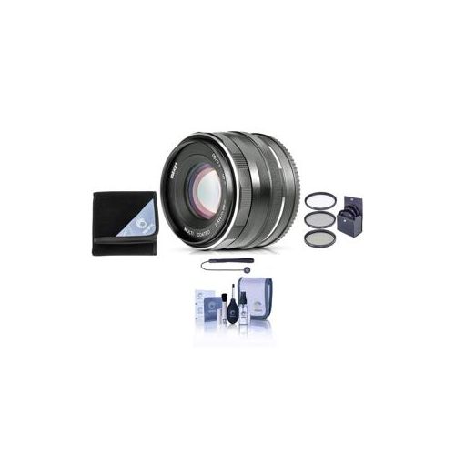  Adorama Meike 50mm f/2.0 Lens for Canon EF-M, Black - With Free Accessory Bundle 19550001 A