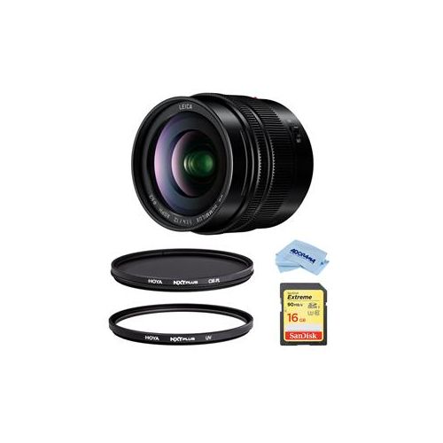  Adorama Panasonic G Leica DG Summilux 12mm f/1.4 ASPH Lens f/Micro 4/3, Black W/Filters H-X012 F