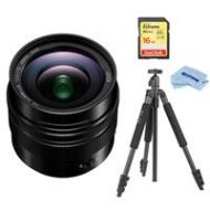 Adorama Panasonic Lumix G Leica DG Sumilux 12mm f/1.4 Lens f/Micro 4/3 Black With Tripod H-X012 T