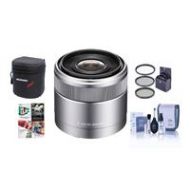 Adorama Sony E 30mm F/3.5 E-Mount Lens, Silver with Accessory Bundle SEL30M35 NK