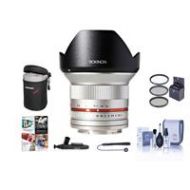 Adorama Rokinon 12mm F/2.0 Ultra W Angle Lens for Micro 4/3 Silver W/Free PC Acc Bundle RK12M-MFT-SIL A