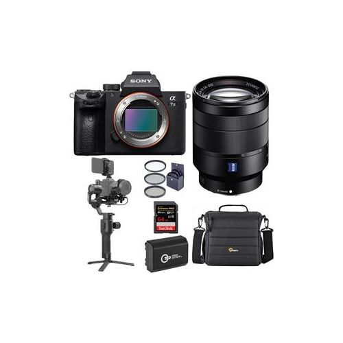  Adorama Sony Alpha a7 III 4K Mirorless Camera w/FE 24-70mm f/4 ZA OSS Lens W/Gimbal Kit ILCE7M3/B L3 A