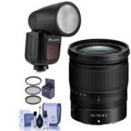 Adorama Nikon NIKKOR Z 24-70mm f/4 S Lens for Z Series Camera W/FP Zoom Li-on X R2 Flash 20072 FL