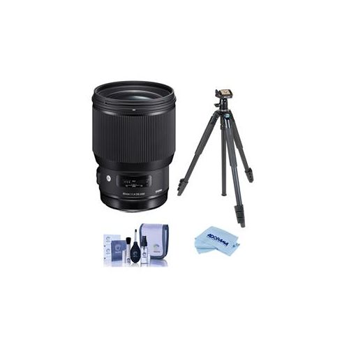  Adorama Sigma 85mm f/1.4 DGHSM ART Lens for Leica L-mount,Black W/Slik Sprint Pro Tripod 321969 T